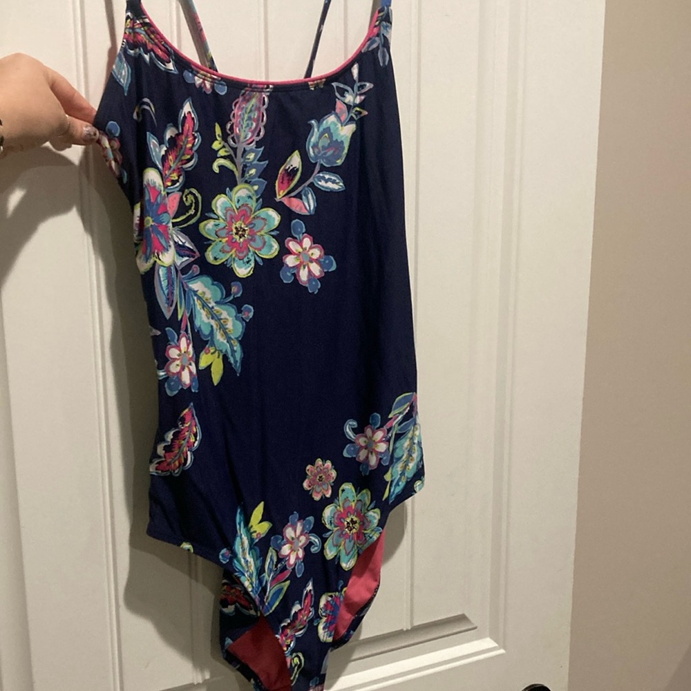 Anne Cole Ladies Floral One Piece Swimsuit - Navy and Pink size 16